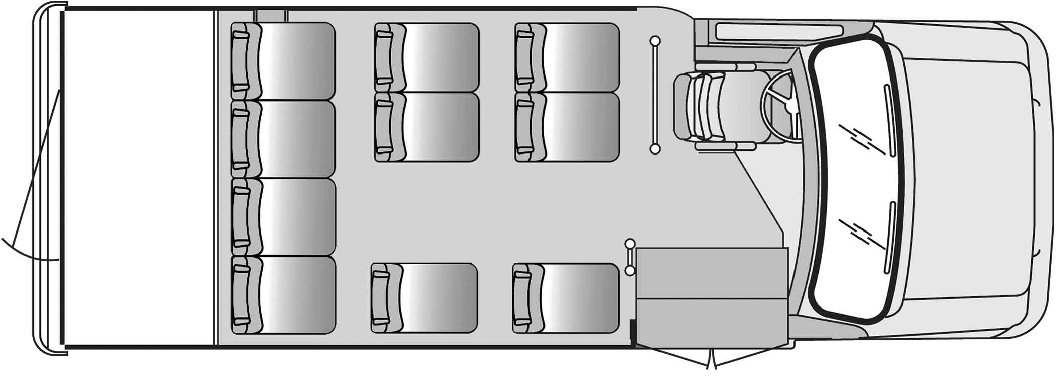 10 Passenger With Rear Luggage Plus Driver Floorplan Image